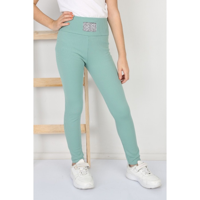 Fitilli Şardonlu Mint Kız Çocuk Günlük Tayt