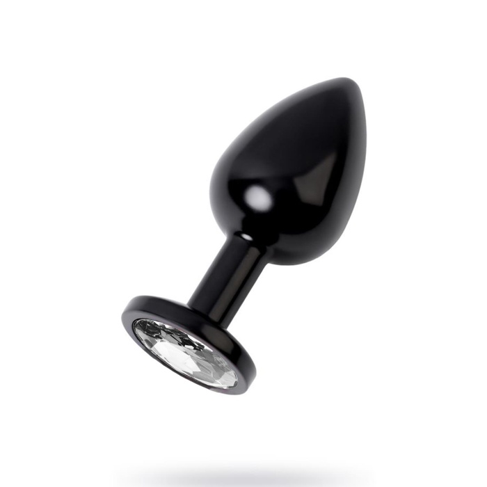 Metal Clear Taşlı Siyah Anal Plug Küçük Boy