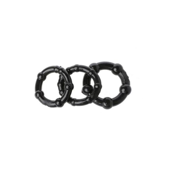 Silikon Boğumlu Penis Halkası Siyah 3’lü