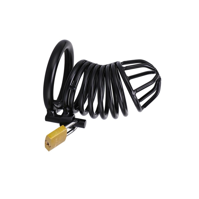Siyah Metal Penis Kilidi 50mm  – Ayarlanabilir Çelik Kafes + Asma Kilit