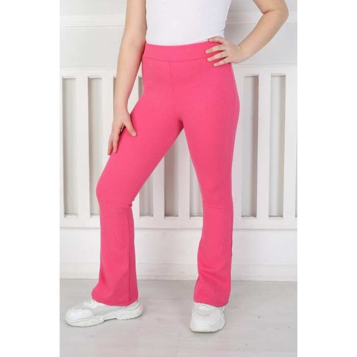 İspanyol Paça Birinci Kalite Fitilli Kumaş Fuşya Kız Çocuk Günlük Tayt