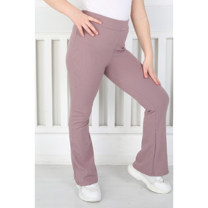 İspanyol Paça Birinci Kalite Fitilli Kumaş Mürdüm Kız Çocuk Günlük Tayt