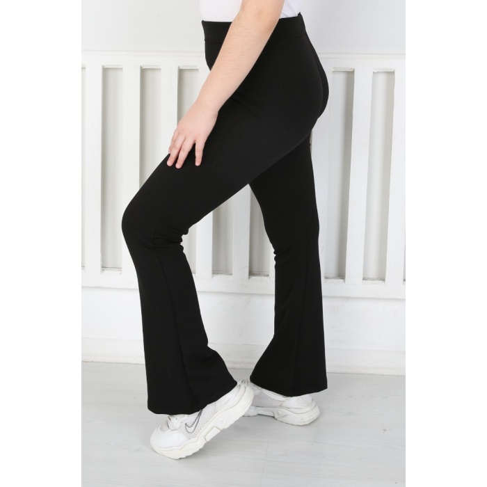 İspanyol Paça Birinci Kalite Fitilli Kumaş Siyah Kız Çocuk Günlük Tayt