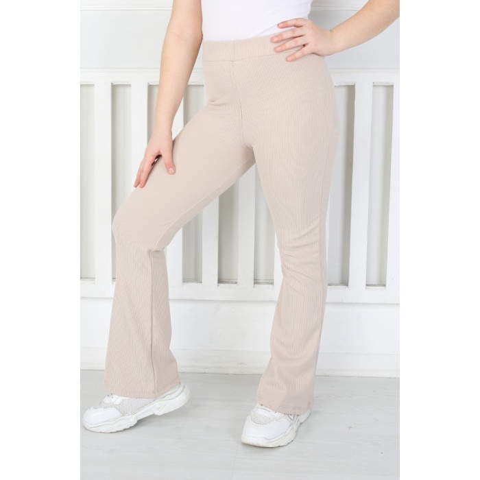 İspanyol Paça Birinci Kalite Fitilli Kumaş Vizon Kız Çocuk Günlük Tayt