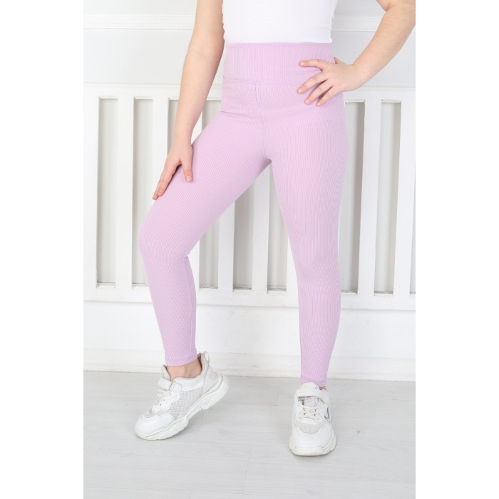 Dar Paça Birinci Kalite Fitilli Kumaş Lila Kız Çocuk Günlük Tayt