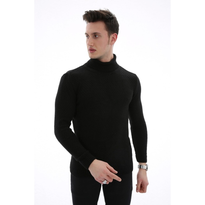 Boğazlı Kalın Kışlık Erkek Günlük Triko Kazak