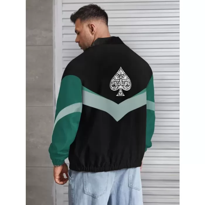 Unisex Uzun Kollu Paraşüt Kumaş Rüzgarlik - Siyah