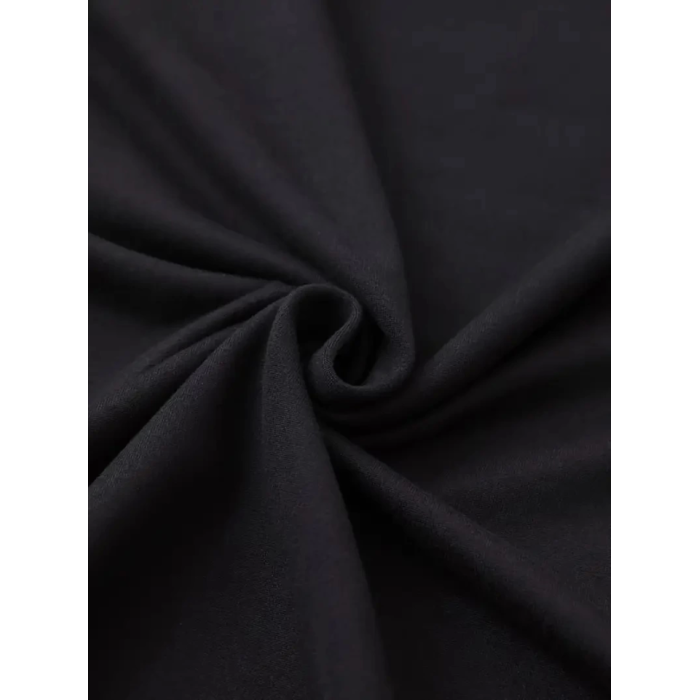 Baskılı Oversize Bisiklet Yaka T-shirt - Siyah