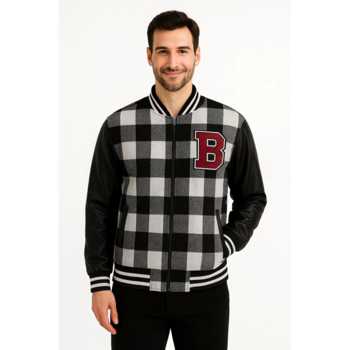 Kolları Suni Deri Içi Astarlı Oduncu Kolej Içi Ceket - Gri