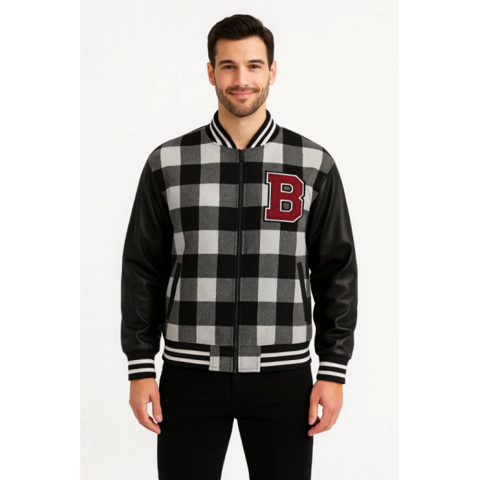 Kolları Suni Deri Içi Astarlı Oduncu Kolej Içi Ceket - Gri