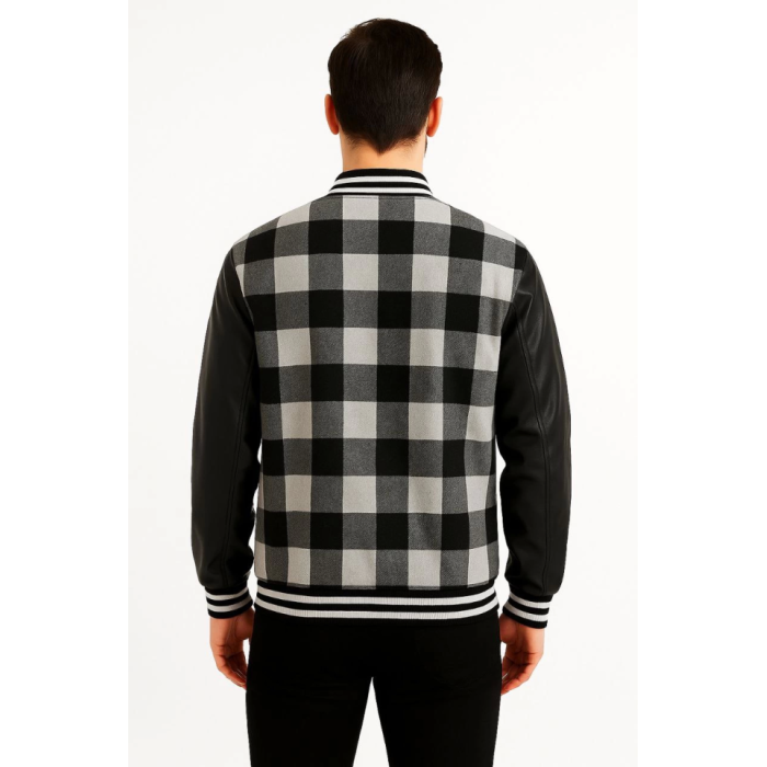 Kolları Suni Deri Içi Astarlı Oduncu Kolej Içi Ceket - Gri