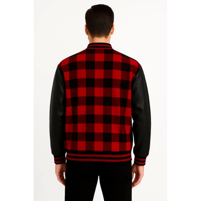 Kolları Suni Deri Içi Astarlı Oduncu Kolej Içi Ceket - Bordo