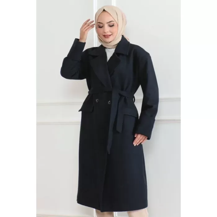 Düğmeli İçi Astarlı Kaşmir Kaşe Kaban - Laci