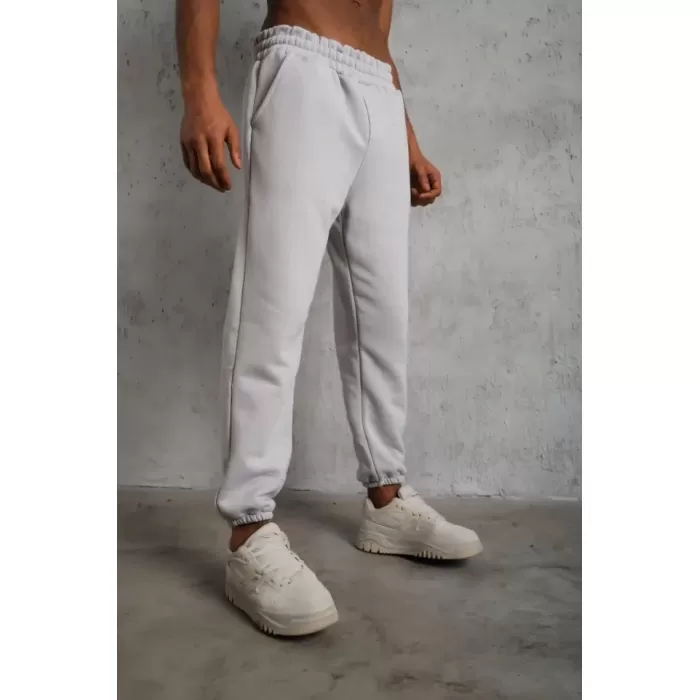 Erkek Üç İplik Alt Eşofman Lastikli - Gri