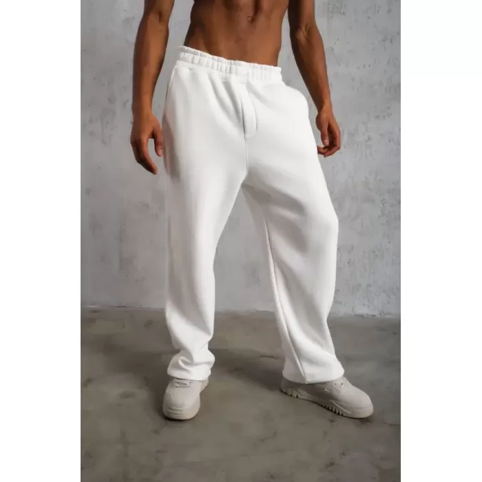 Erkek Baggy Alt Eşofman - Beyaz