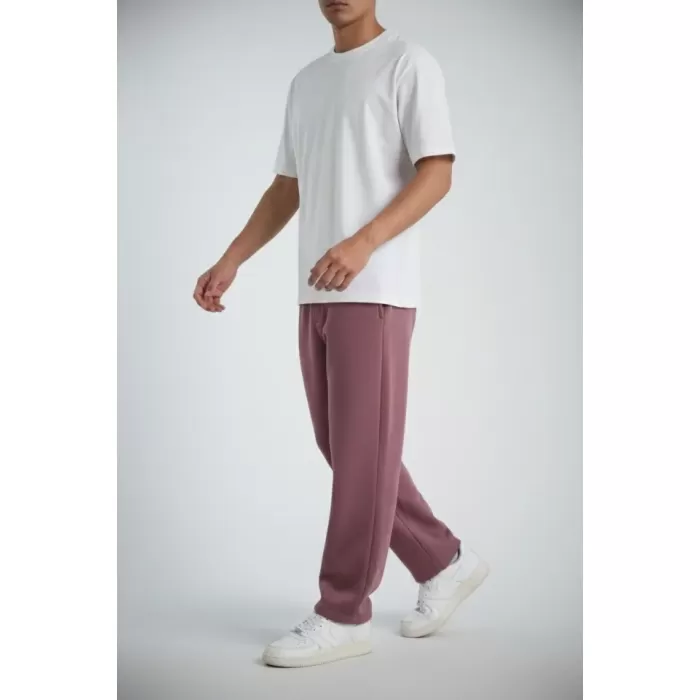 Erkek Baggy Alt Eşofman - Gül Kurusu