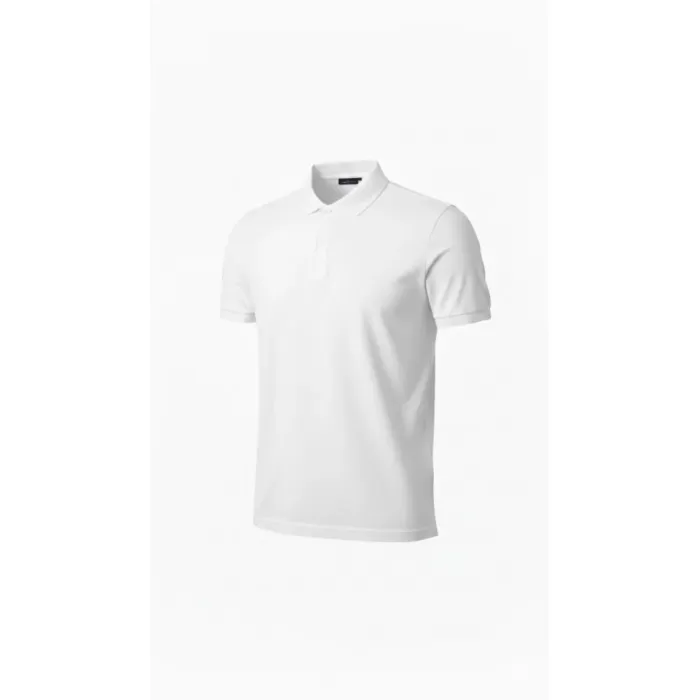 Erkek Pike Kumaş Düğmeli Yaka Regular Fit Günlük Kısa Kol Tişört T-shirt - Beyaz