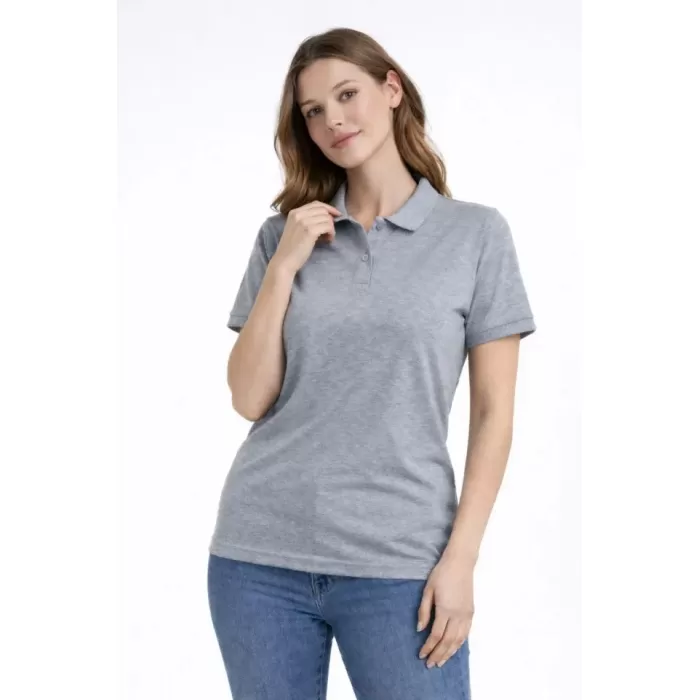 Pike Kumaş Düğmeli Yaka Regular Rahat Günlük Kısa Kol Tişört T-shirt - Gri