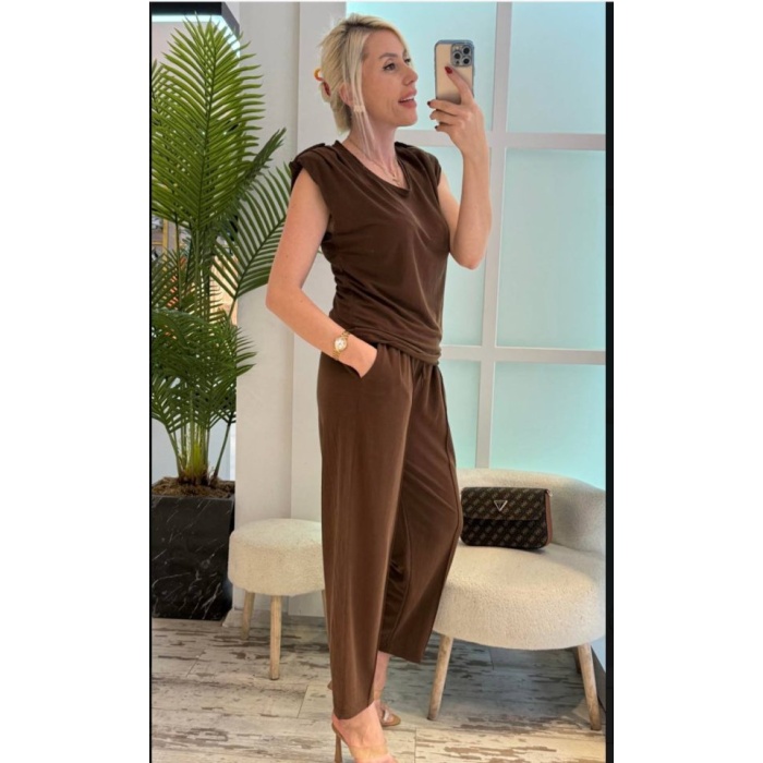 Kadın Vatkalı Düşük Kol Rahat Kesim İkili Takım