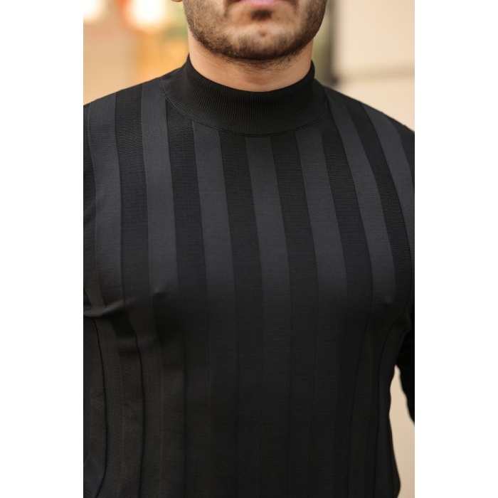 Erkek Yarım Balıkçı Yaka Kabartma Desenli Triko