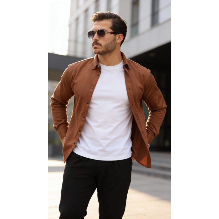 Erkek Uzun Kollu Süet Gömlek