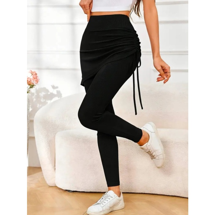 Kadın Yüksek Bel Yandan Büzgülü Alttan Uzun Kaşkorse Tayt Etek