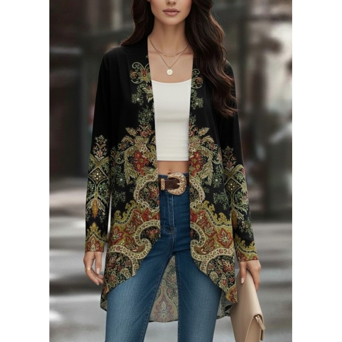 Kadın Uzun Kollu önü Açık Desenli şardonlu Dalgıç Ceket