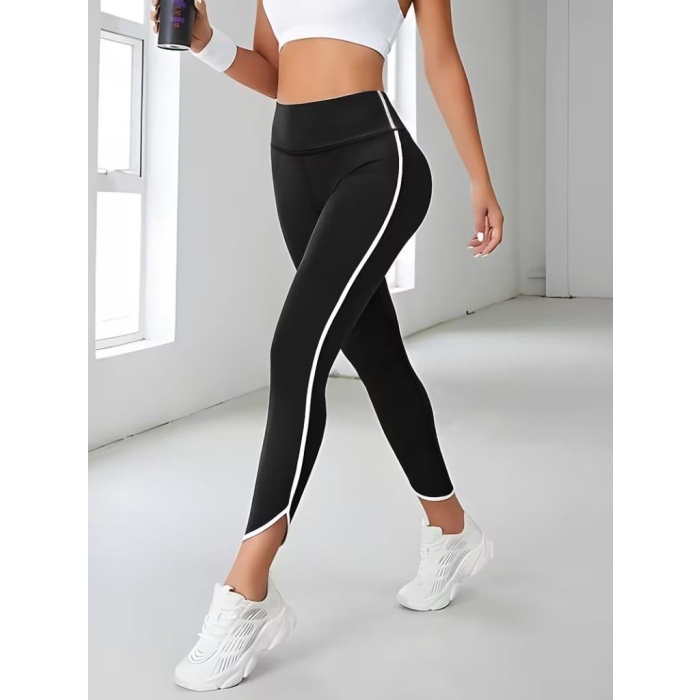 Kadın Yüksek Bel Yan şerit Detaylı Dalgıç Tayt