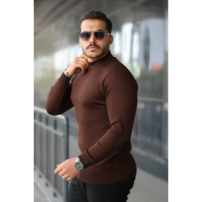 Erkek Yarım Balıkçı Yaka Fitilli Triko