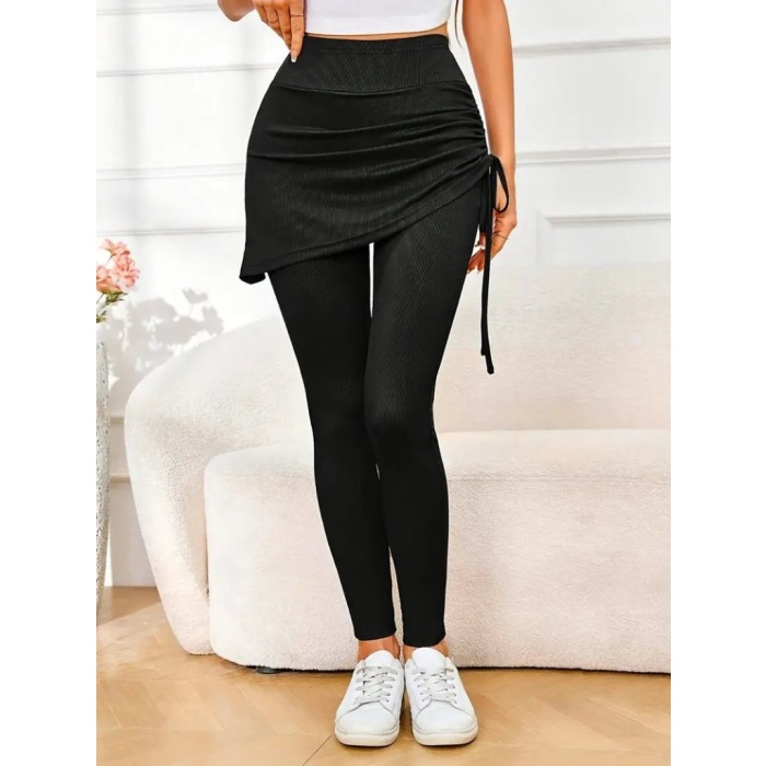 Kadın Yüksek Bel Yandan Büzgülü Alttan Uzun Kaşkorse Tayt Etek