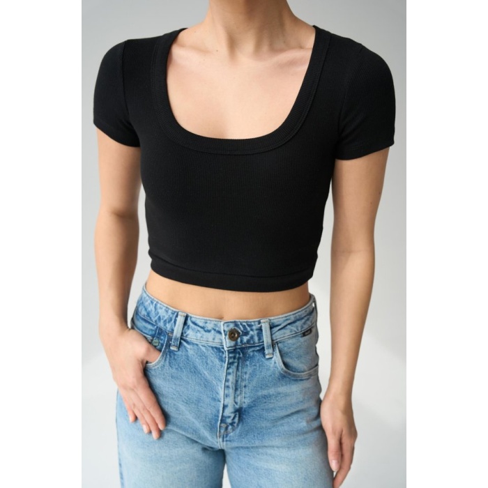 Geniş Yaka Bady - Siyah