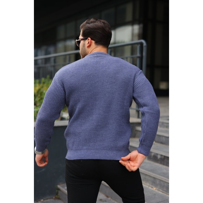 Erkek Bisiklet Yaka Örme Kazak