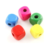 Tahta Boncuk 10x10mm -Renkli-