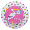 Karton Tabak TBK015 8li -Baby Shower Pembe Leylek-