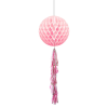 KF091 Pembe Püsküllü Petekli Kağıt Süs 30cm