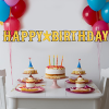 BNR37 Happy Birthday Harf Afiş -Simli Siyah Sarı-