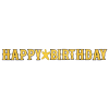 BNR37 Happy Birthday Harf Afiş -Simli Siyah Sarı-