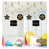 SW14 Happy Birthday Altın Siyah Sarkıt Süs 6lı