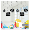 SW15 Happy Birthday Gümüş Siyah Sarkıt Süs 6lı