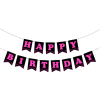 BNR72 Happy Birthday Harf Afiş -Siyah Fuşya-