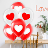 Pastel Balon Baskılı 100lü -Kırmızı Beyaz Kalp-