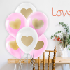 Pastel Balon Baskılı 100lü -Metalik Altın Kalp-