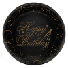 Karton Tabak Elegant 23cm 6lı -Happy Birthday Siyah-