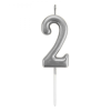 Rakam Mum 7cm -Gümüş 2-
