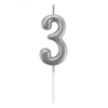 Rakam Mum 7cm -Gümüş 3-