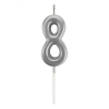 Rakam Mum 7cm -Gümüş 8-
