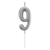 Rakam Mum 7cm -Gümüş 9-
