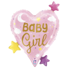 25 Grabo Folyo Balon -Baby Girl Heart Stars-