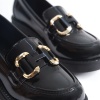 Caro Rugan Siyah Gold Tokalı Kadın Loafer