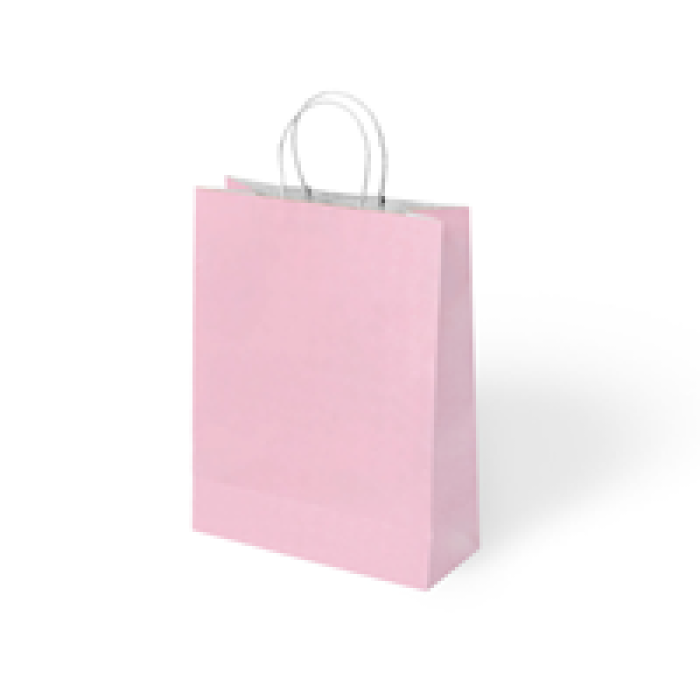 18x8x24 Büküm Saplı Poşet -Pembe-